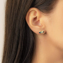 Load image into Gallery viewer, Harm Repeller - Gold Plated Navy Evil Eye Stud Earrings
